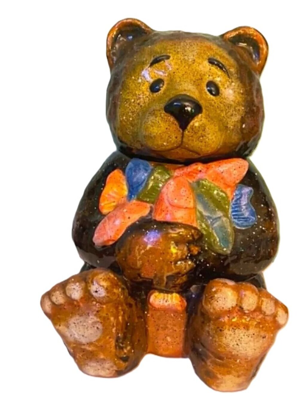 Julie Ueland Enesco Bear Cookie Jar Patchwork Scarf Ceramic 2002
